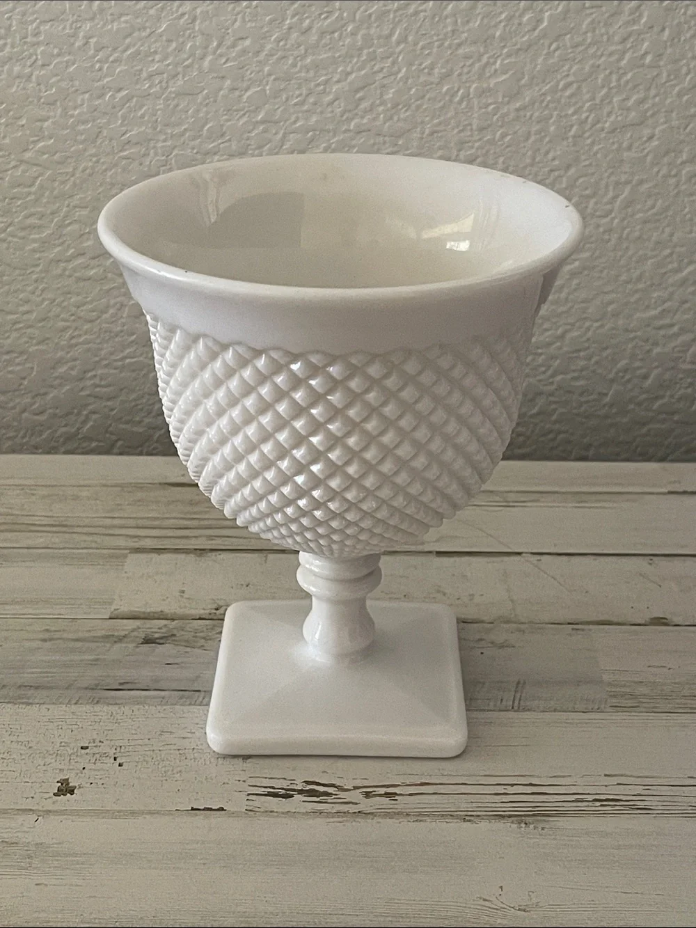 Vintage Westmoreland Style English Hobnail Milk Glass Pedestal Vase
